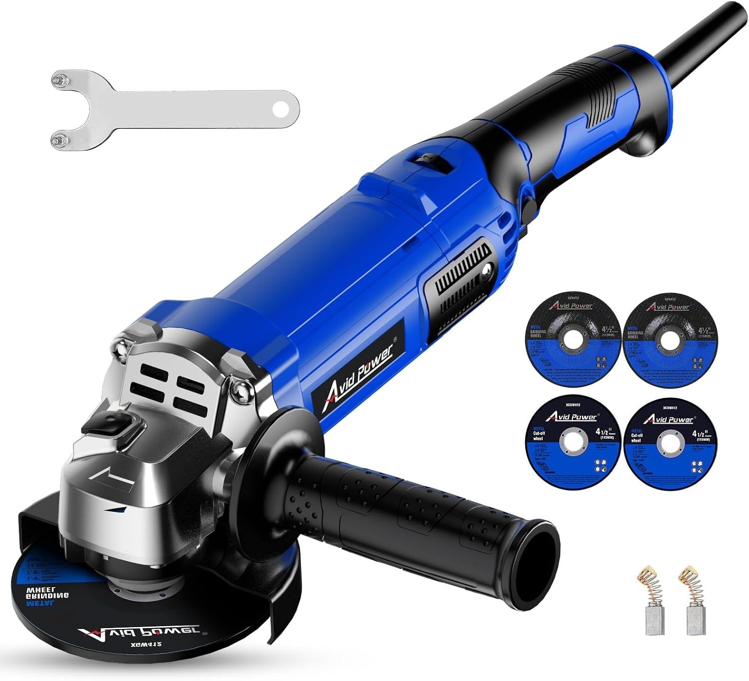 4-1/2 Inch 1000W Angle Grinder with Adjustable 7 Speeds & Safety Guard