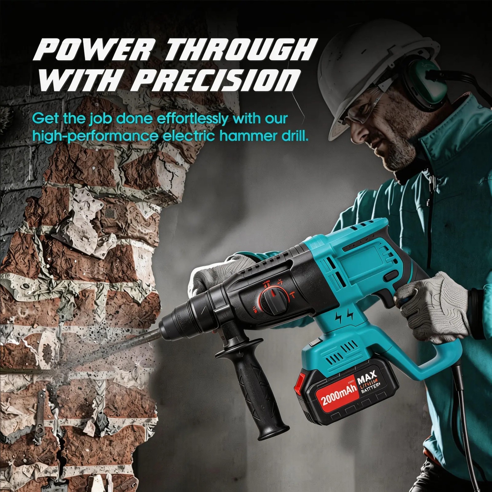 21V Brushless SDS Rotary Hammer Drill 3-Mode Safety Clutch For Concrete Masonry