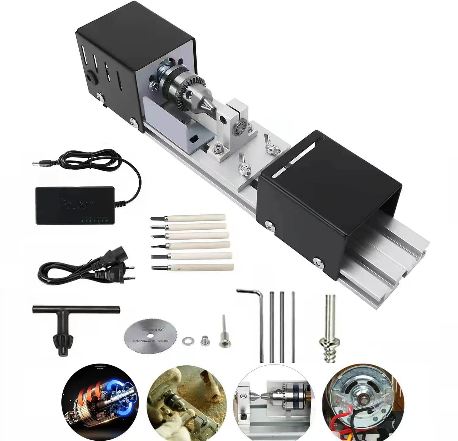 Mini Lathe Beads Polisher Machine, DIY Machining for Table Woodworking Power …