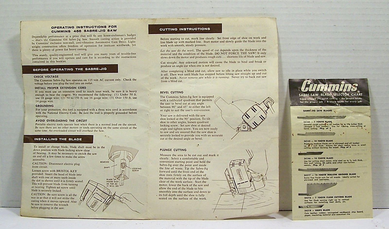 Cummins John Oster Sabre Jig Saw Model #456 + Blade, Manual, Case 1950s Vintage