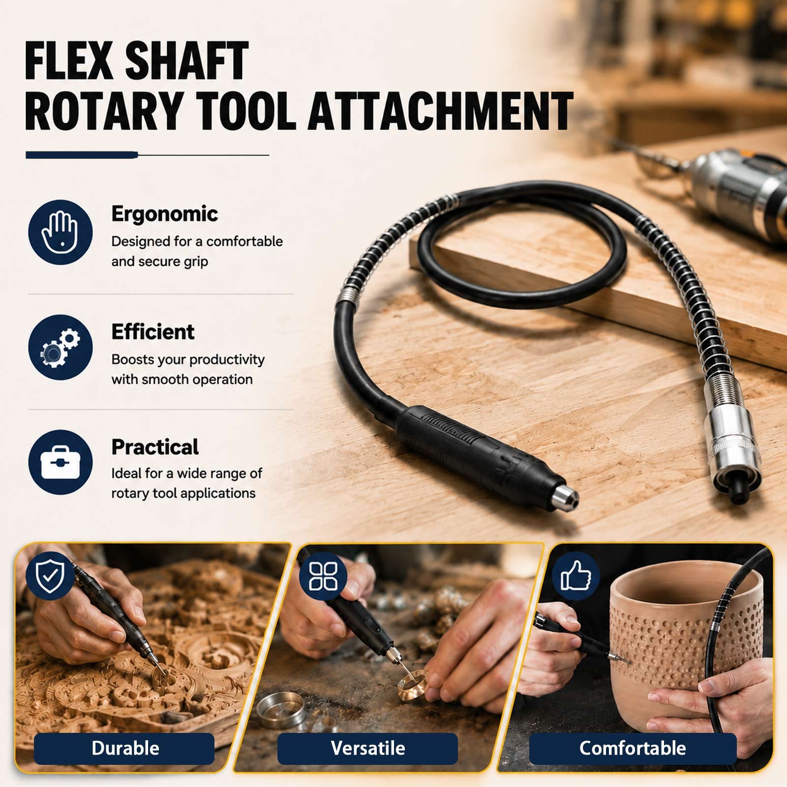 42&Prime; Flexible Rotary Tool Extension Shaft Kit for Carving Fits for Dremel 4300