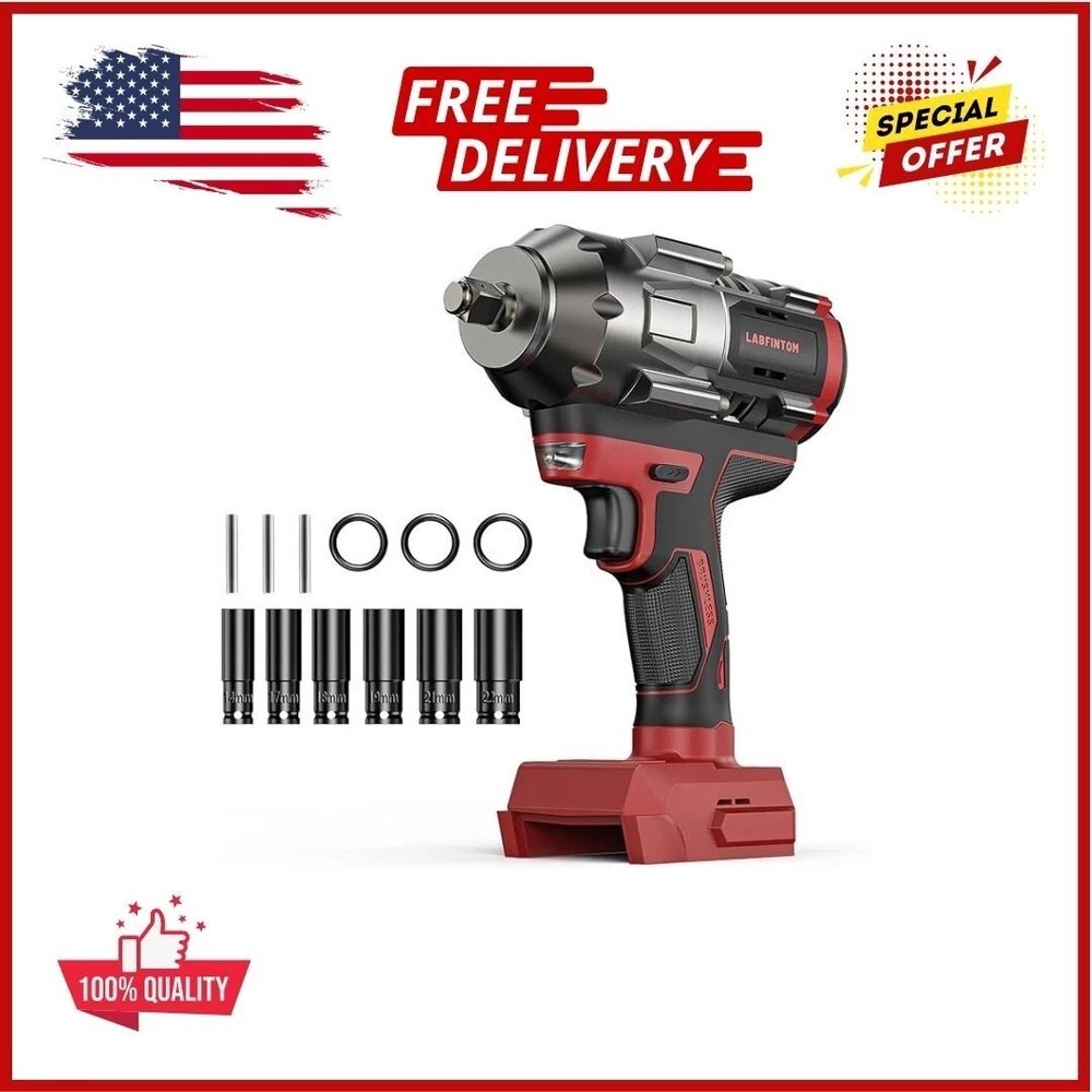 Cordless Impact Wrench 1/2 Inch for Milwaukee 18V Battery, 900Ft-Lbs(1200N.M) Hi