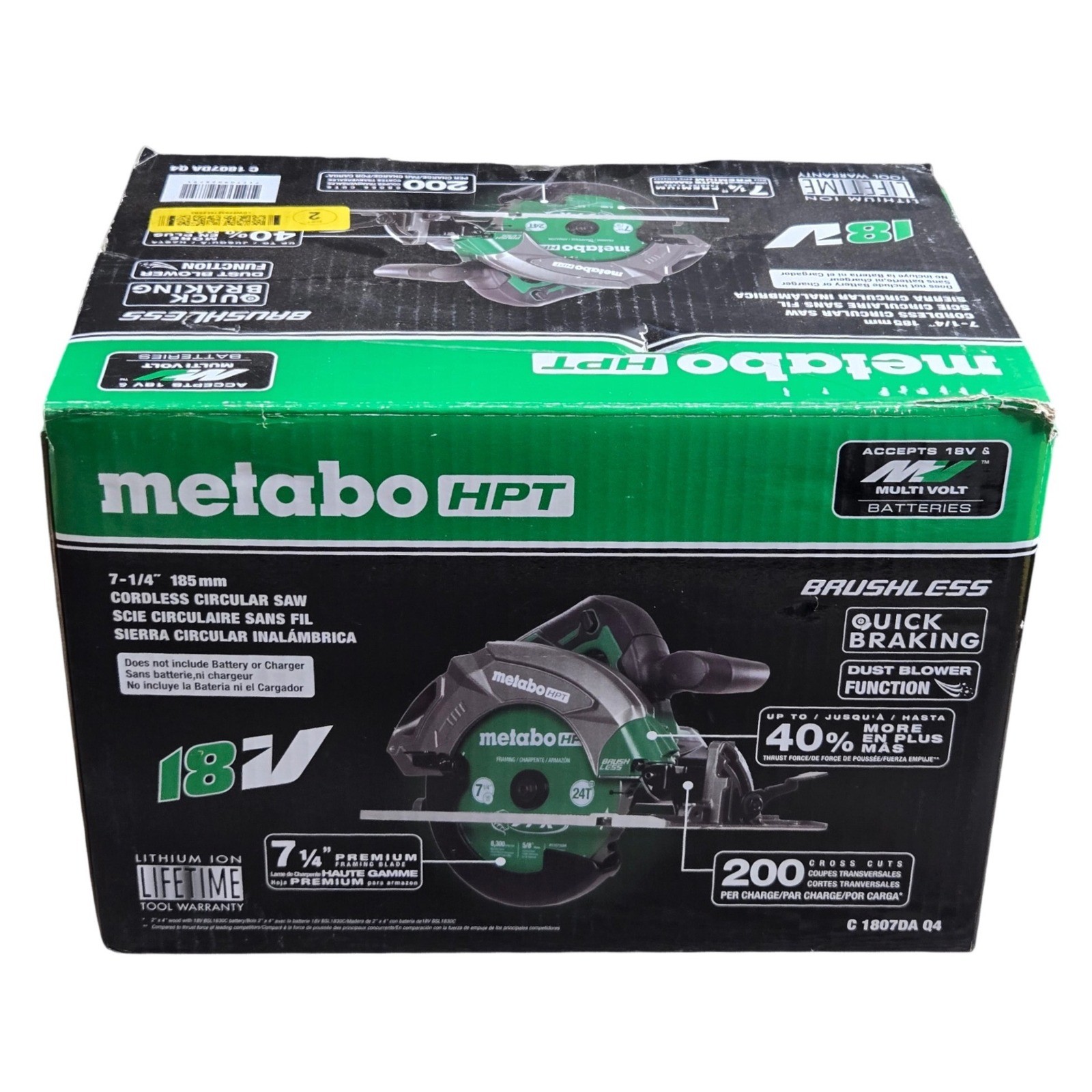 Metabo C1807DAQ4 7-1/4&Prime; cordless circular saw 18V 7-1/4&Prime; Brushless OB Tested