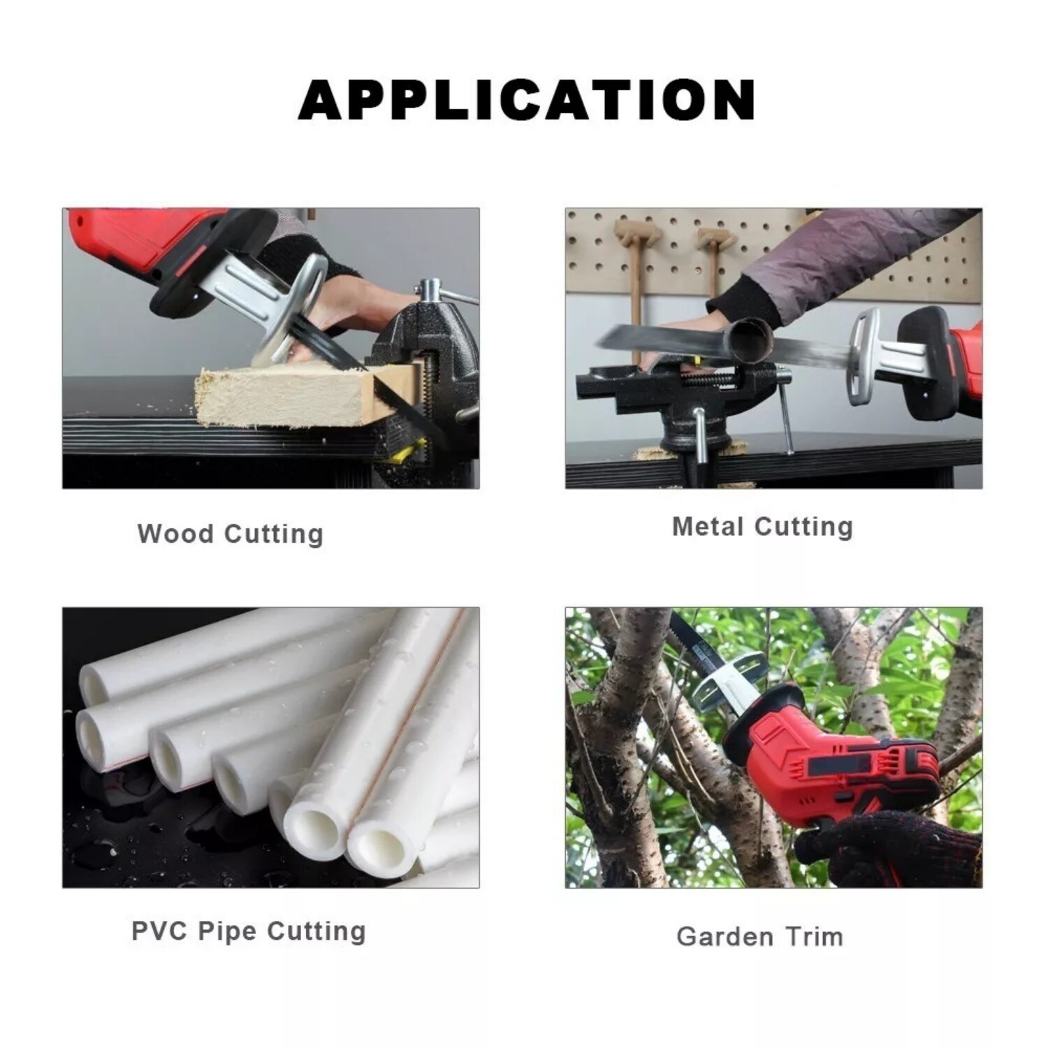24V Cordless Reciprocating Saw Sabre Saw 2 Battery + 8 Blades + Charger + Gloves