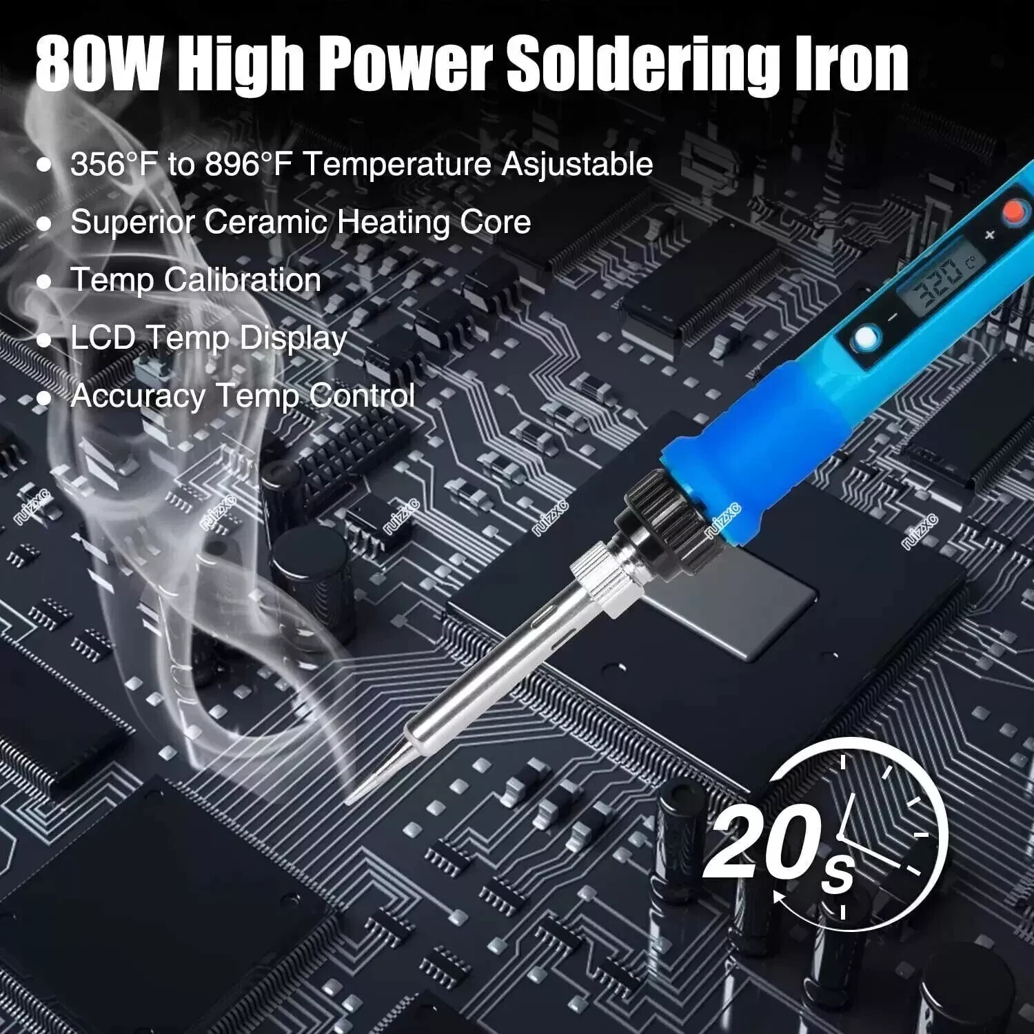 80W Electric Soldering Iron Welding Gun Tool Kit Wire Desoldering Braid Pump Tip