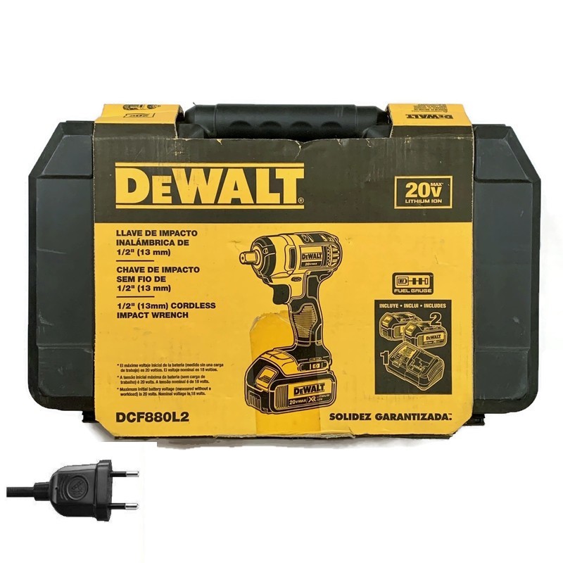 DEWALT DCF880L2-B2 20V MAX Cordless 1/2&Prime; Impact Wrench Kit w/220V Plug