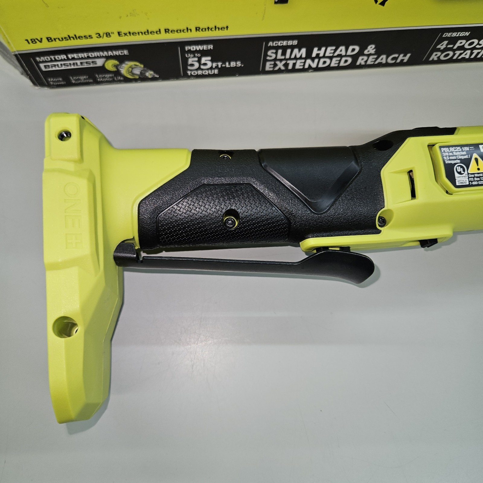 RYOBI ONE+ HP 18V Brushless Cordless 3/8 in. Extended Reach Ratchet 5001 hg