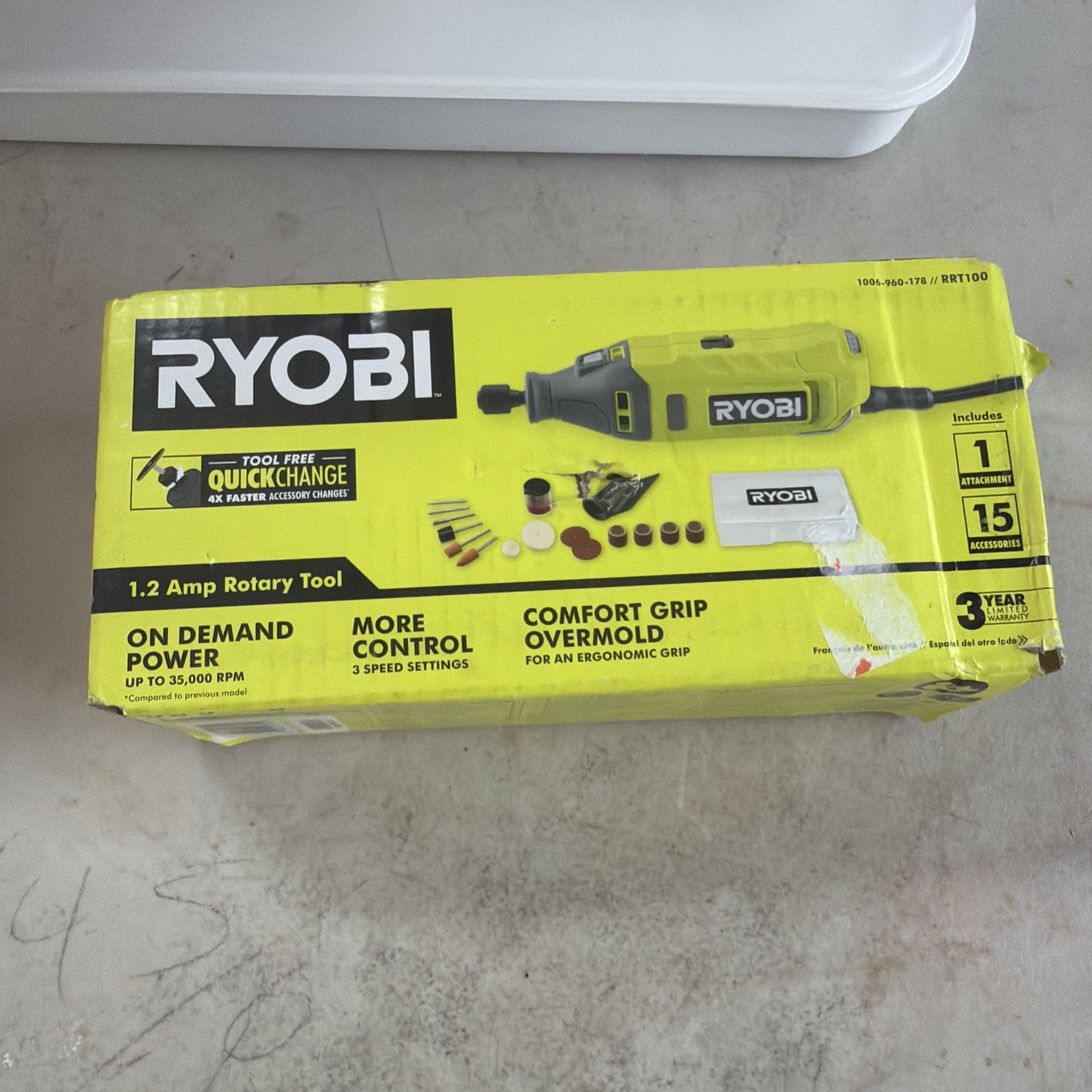 Ryobi RRT100 35000 RPM Rotary Tool Kit – Yellow
