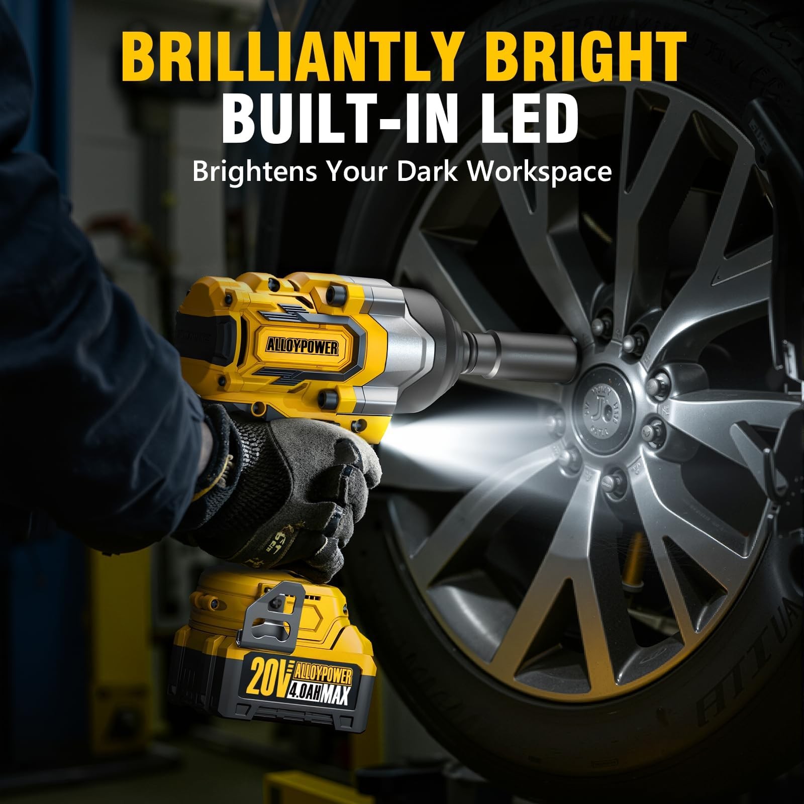 Cordless Impact Wrench, 900Ft-lbs (1200N.m) 1/2&Prime; Brushless Impact Gun, 20V Hi…