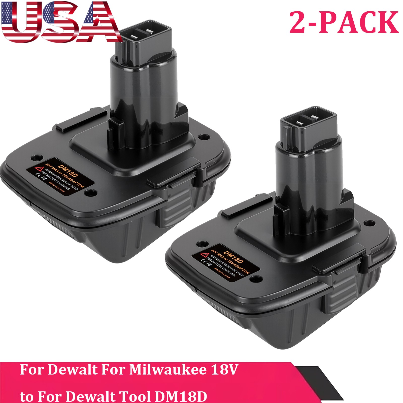 2x DM18D Adapter Converter for Dewalt for Milwaukee 18v to for Dewalt 18v Tools