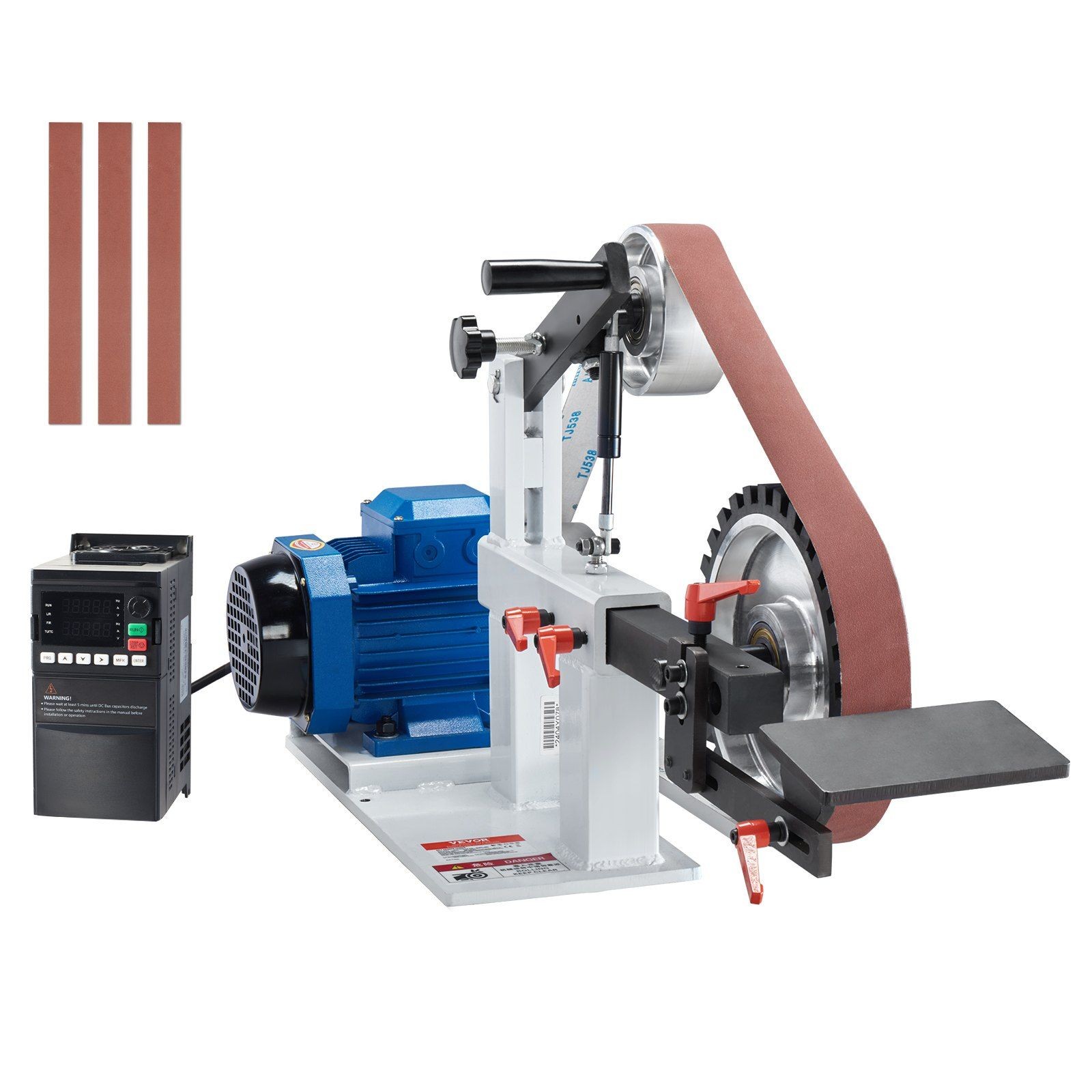 72x2in Variable Speed Grinding Sander 2HP 1500W with 3 Molds 3 Sanding Belts