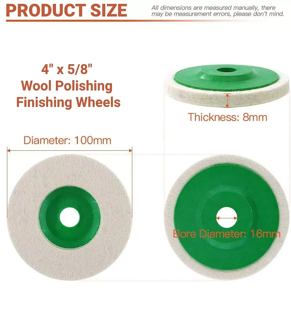 10 Pack 4&Prime; Wool Polishing Discs for Angle Grinder Finishing Wheel Buffing Pads