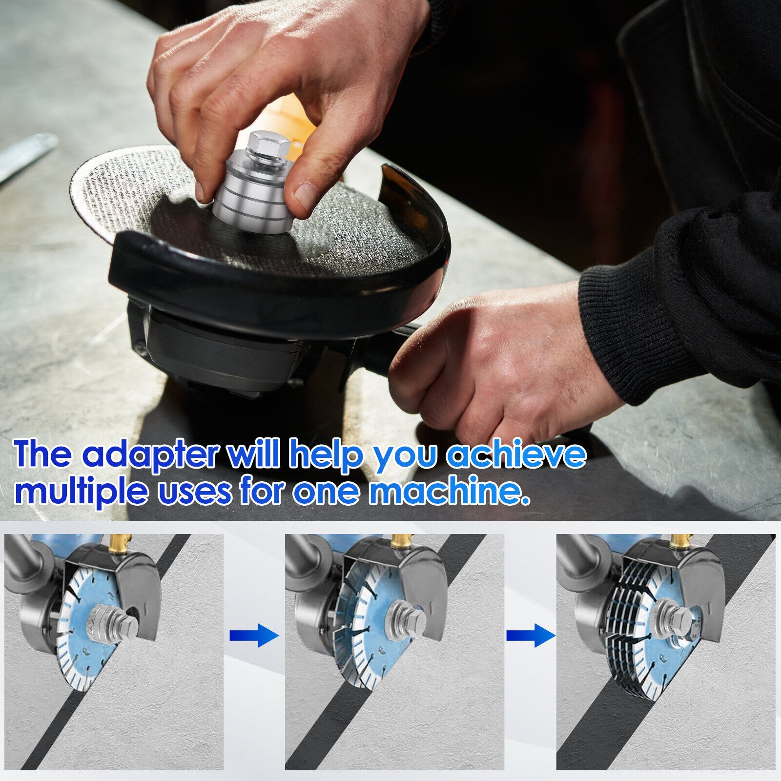 2Pcs Angle Grinder to Grooving Machine Adapter Aluminum Alloy M10/M14 New