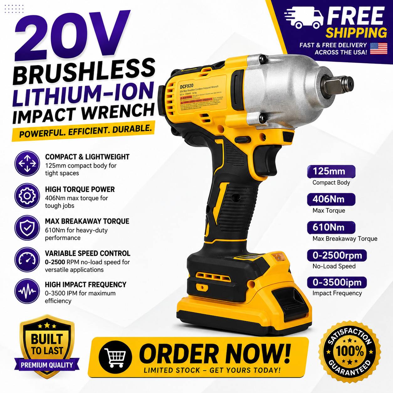 DEWALT DCF900B 20V MAX XR 1/2-In Impact Wrench Hog Ring Tool – Yellow (DCF900)