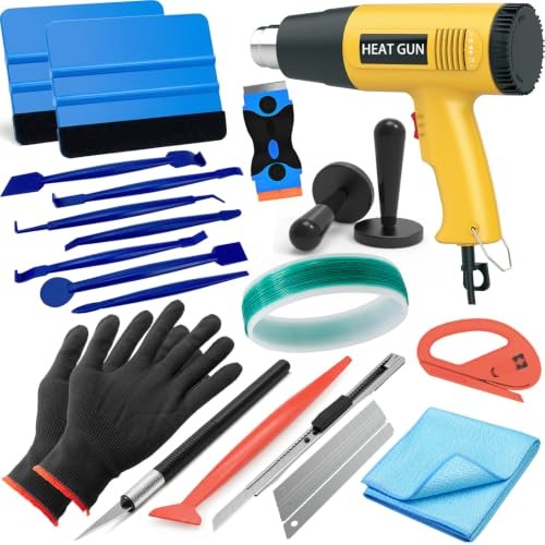 Vinyl Wrap Tool Kit Include Heat Gun, 7PCS Stick Squeegee, Knife Tape, green