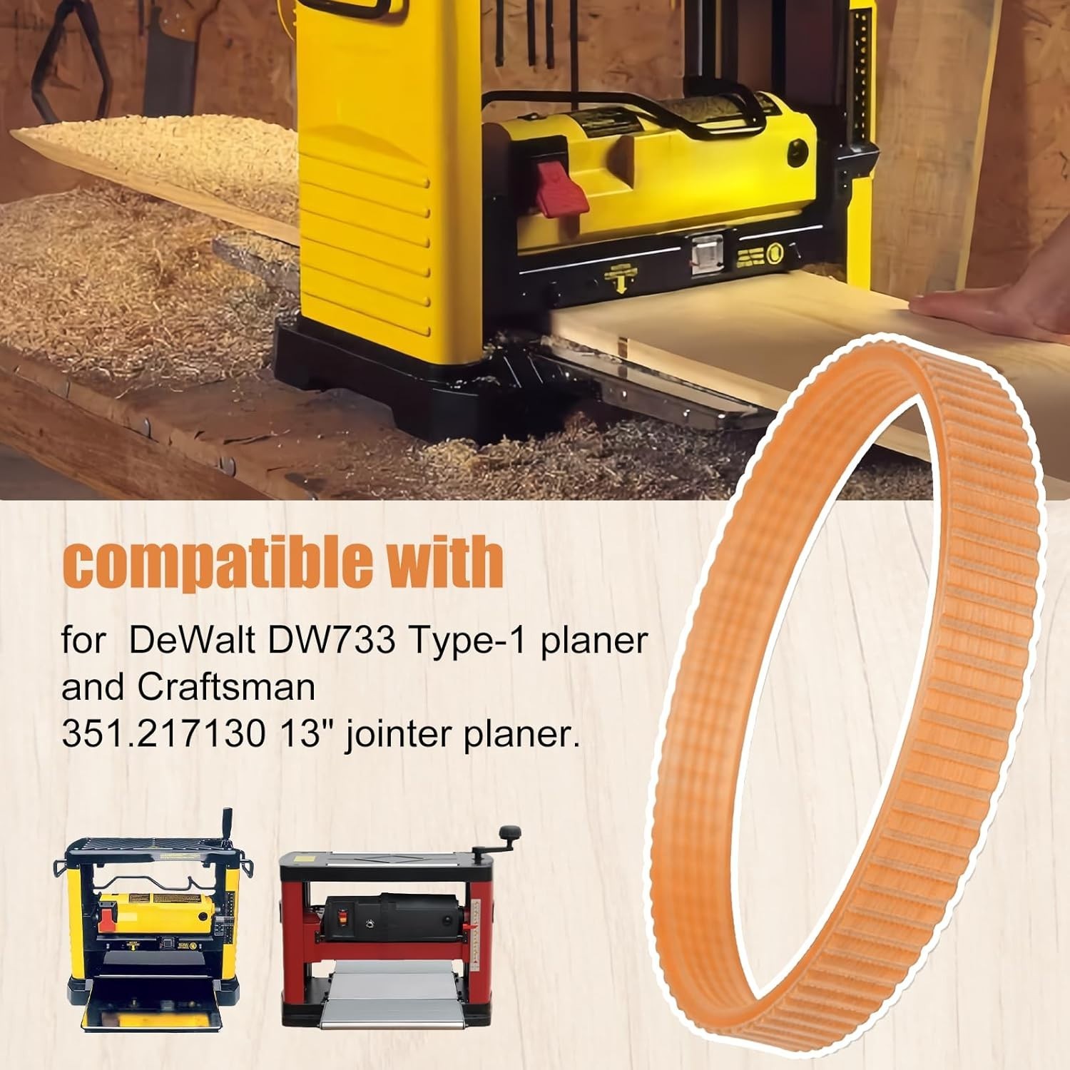 2 Pack Planer Belts 6-Ribs Replacement for DeWalt DW733, Craftsman 351.217130…