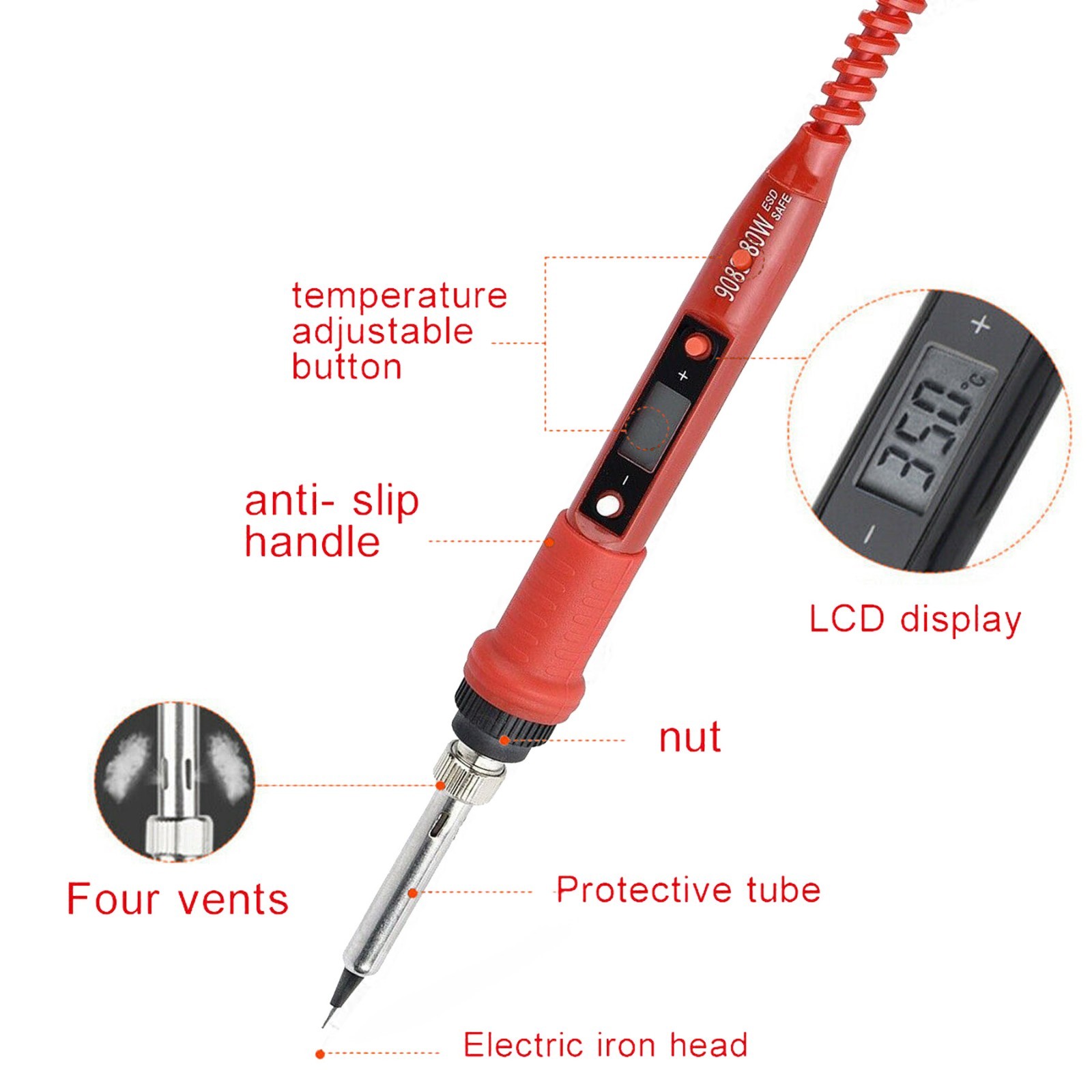 80W Electric Soldering Iron Welding Gun Tool Kit Solder Wire Desoldering Pump