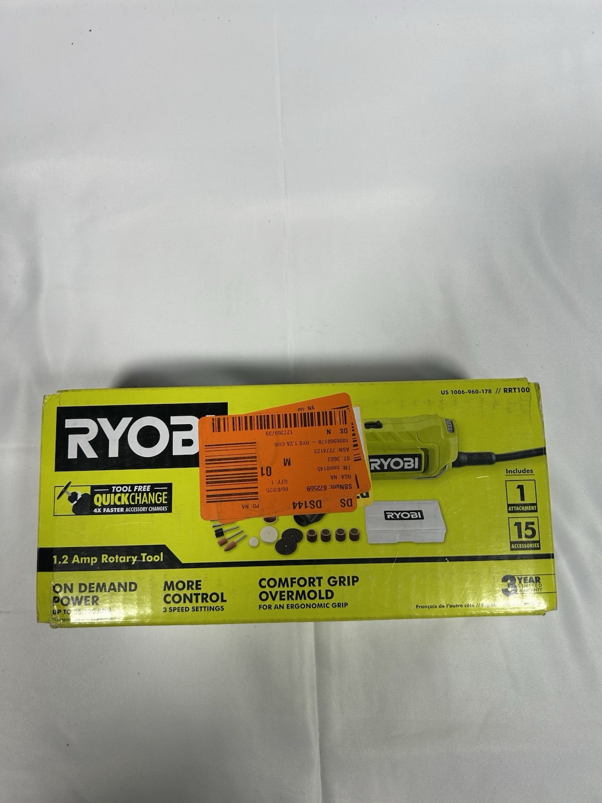 RYOBI 1.2 Amp Corded Rotary Tool RRT100 & Accessories Box
