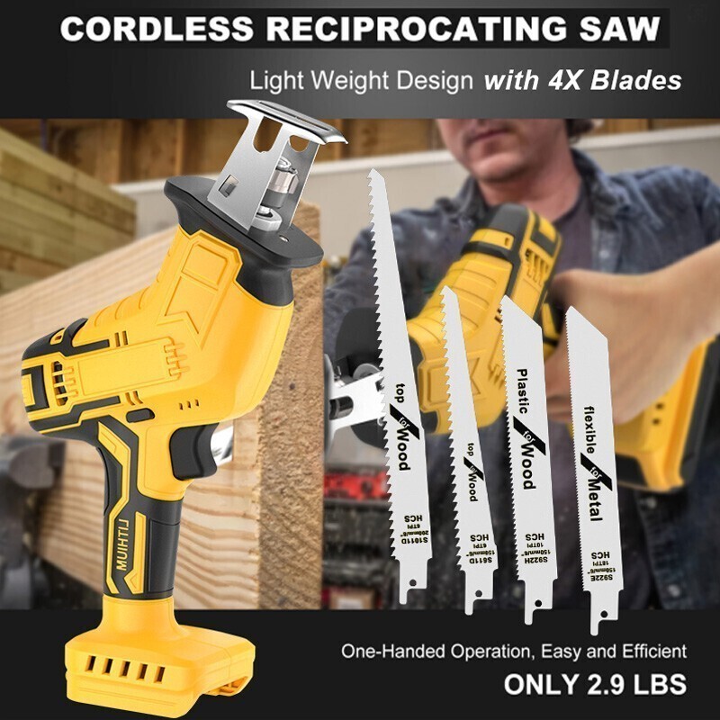 Cordless Electric Reciprocating Saw Cutting W/LED light For Dewalt 20V Battery.
