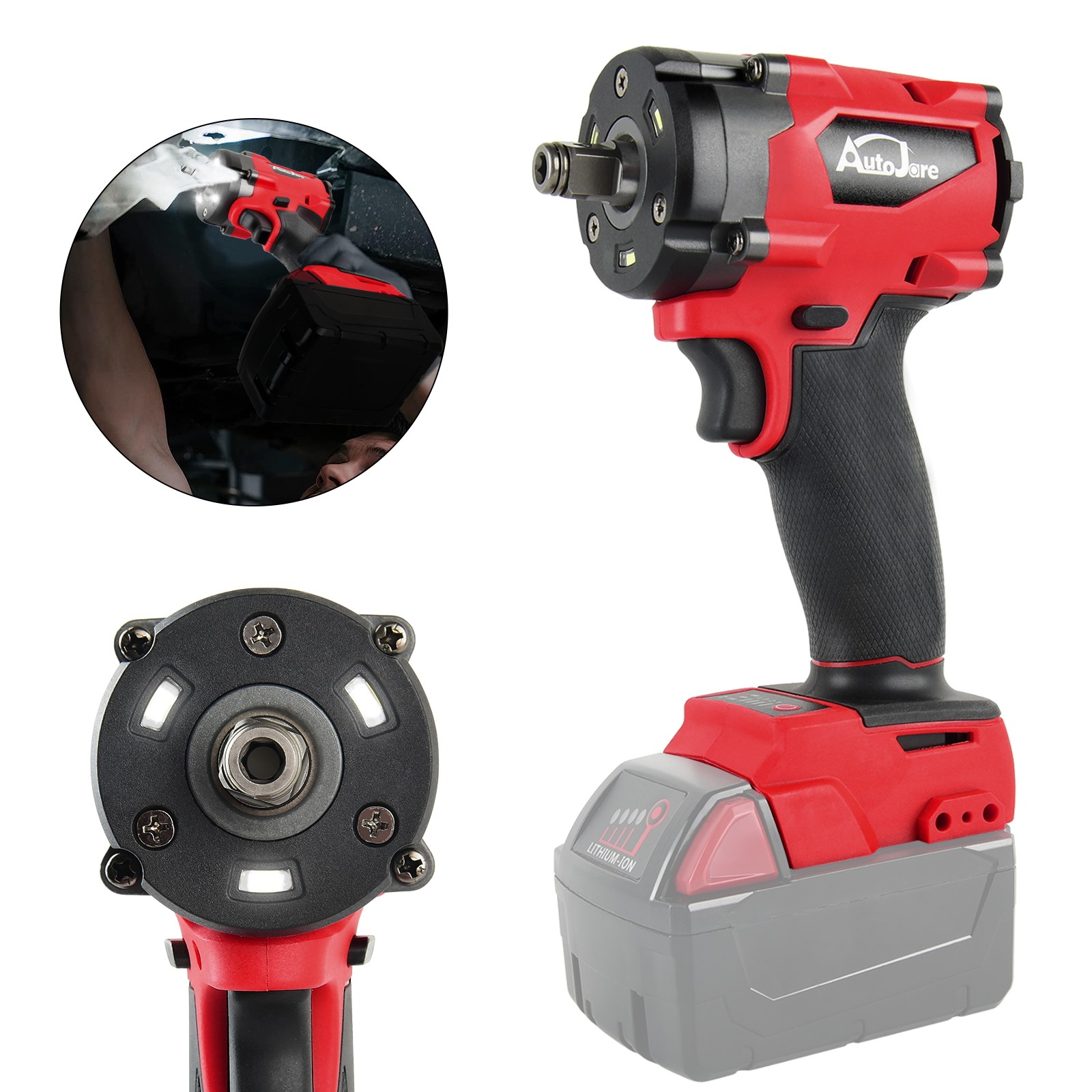 Cordless 1/2&Prime; Compact Impact Wrench Compatible Milwaukee 18V Battery Bare Tool