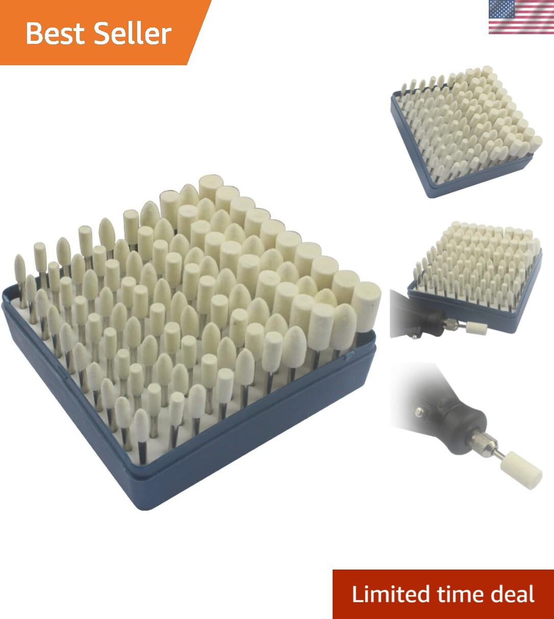 Versatile 100pc Wool Felt and Diamond Mandrel Set for Electric Drills & Grinders
