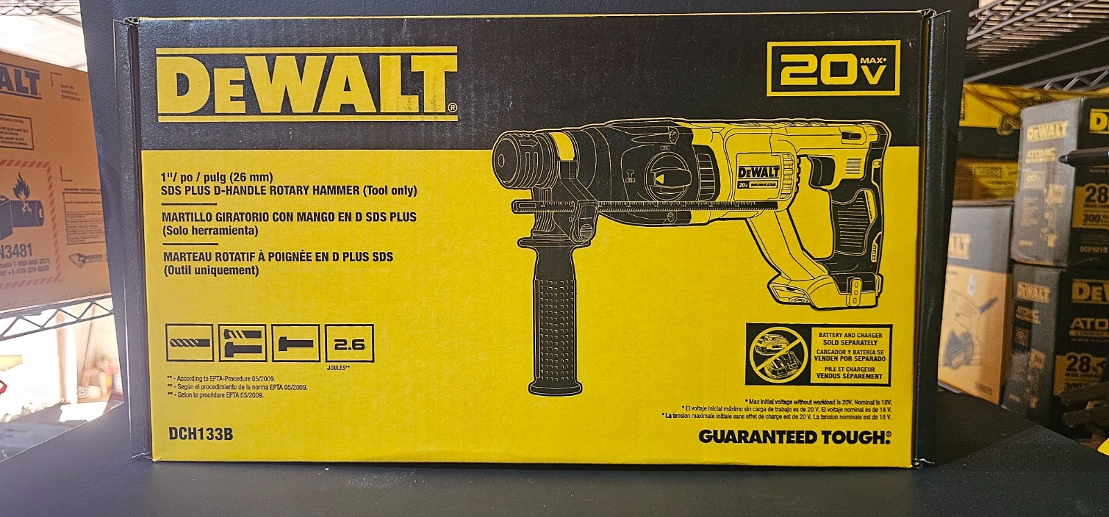 DeWALT DCH133B 20V Max 1” SDS Plus D-Handle Rotary Hammer