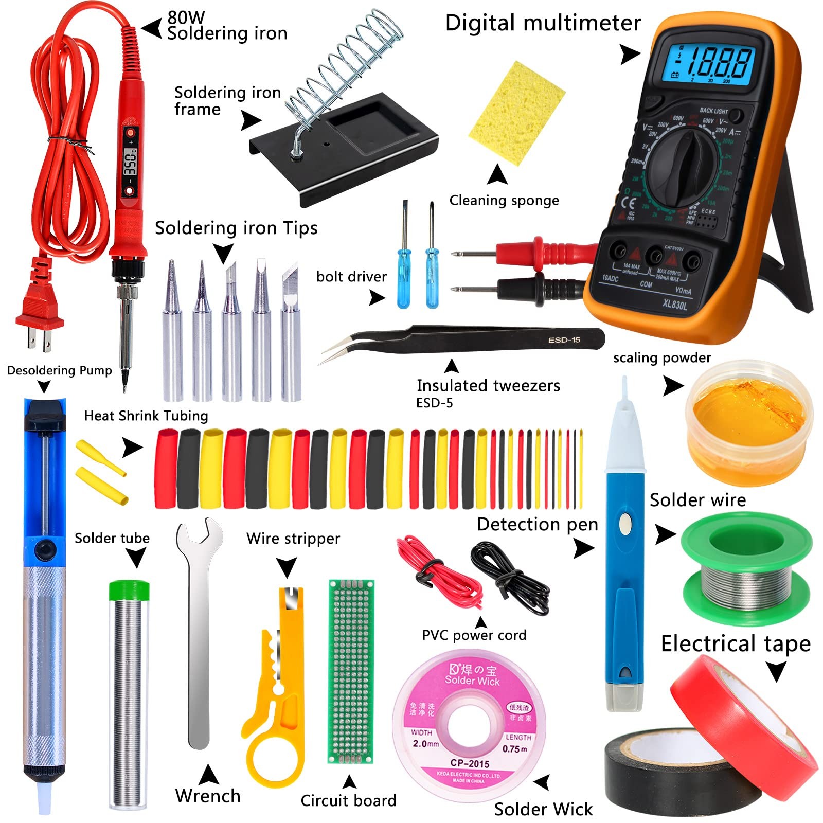 Electronics Soldering Iron Kit, 80W LCD Digital Soldering Gun with Adjustable…