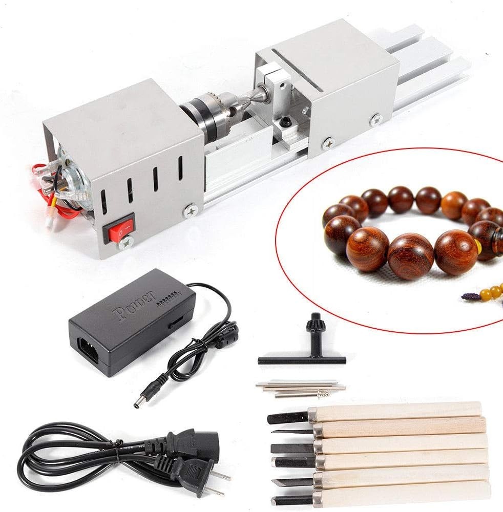 Mini Wood Lathe Machine: Compact, 7-Speed Tool for DIY Woodworking Excellence