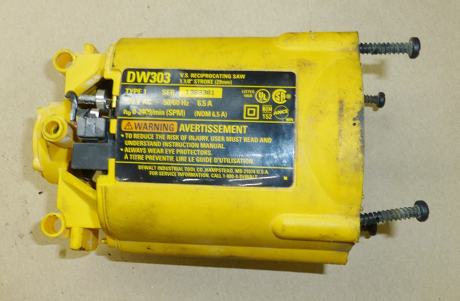DEWALT DW303 Corded Reciprocating Saw housing body motor stator coil