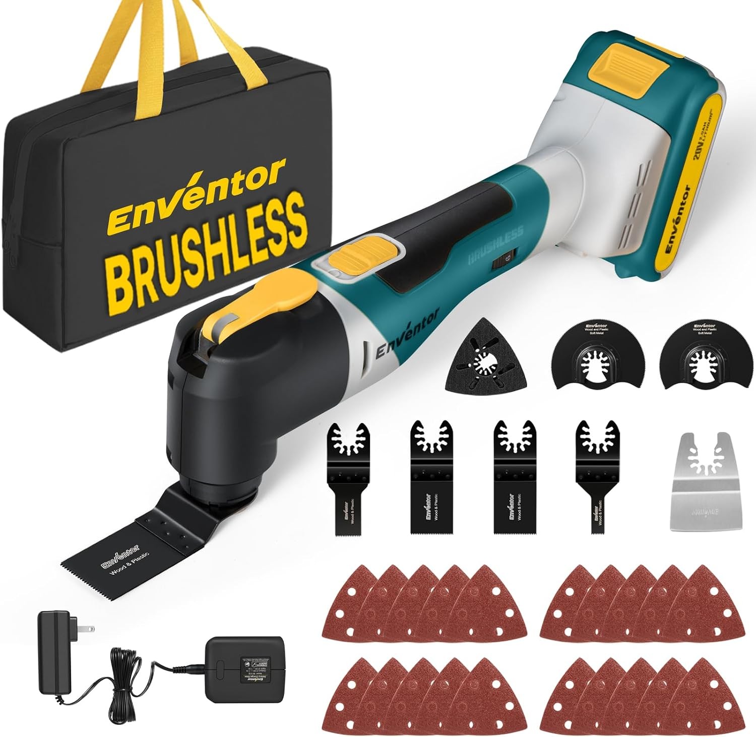 20V Cordless Multi Tool Kit,Brushless Oscillating Saw with Battery & Accessories