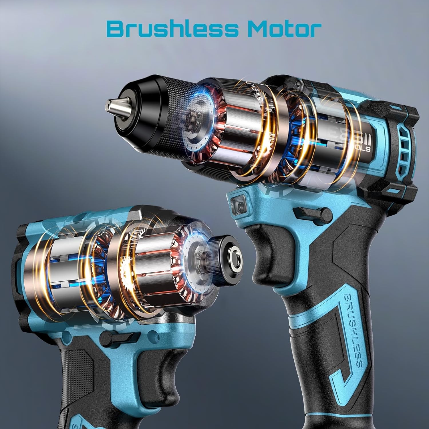 SEESII 21V Max Cordless 3/8 » Drill and 1/4 » Impact Driver Combo Kit 2x4000mah