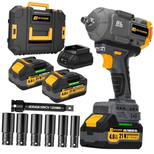 1500Nm Impact Wrench, 1/2&Prime; 1107ft-lbs Cordless Impact Gun with 2 x 4.0Ah