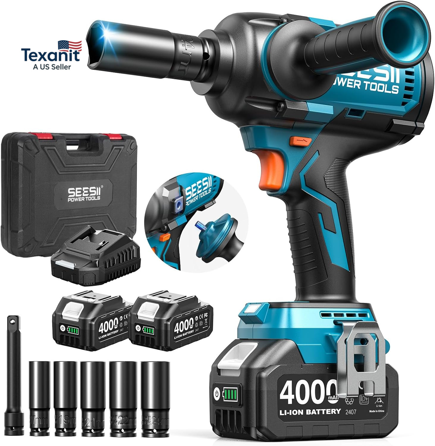 Upgraded Impact Wrench 1180 Ft-Lbs (1600 N·M): 1/2&Prime; High-Torque Impact Gun with