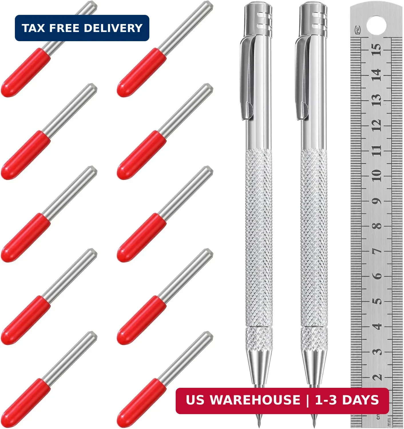 2 Pack Metal Scribe Tool, Tungsten Carbide Scribe Tool for Wood, Metal, Plastic