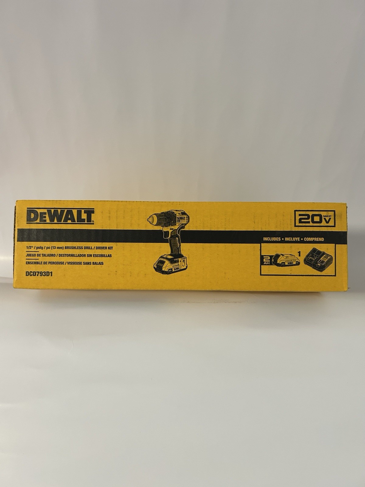 Brand New DEWALT 20V MAX Brushless 1/2in Keyless Drill Kit DCD793D1 2Ah Batt+Chg