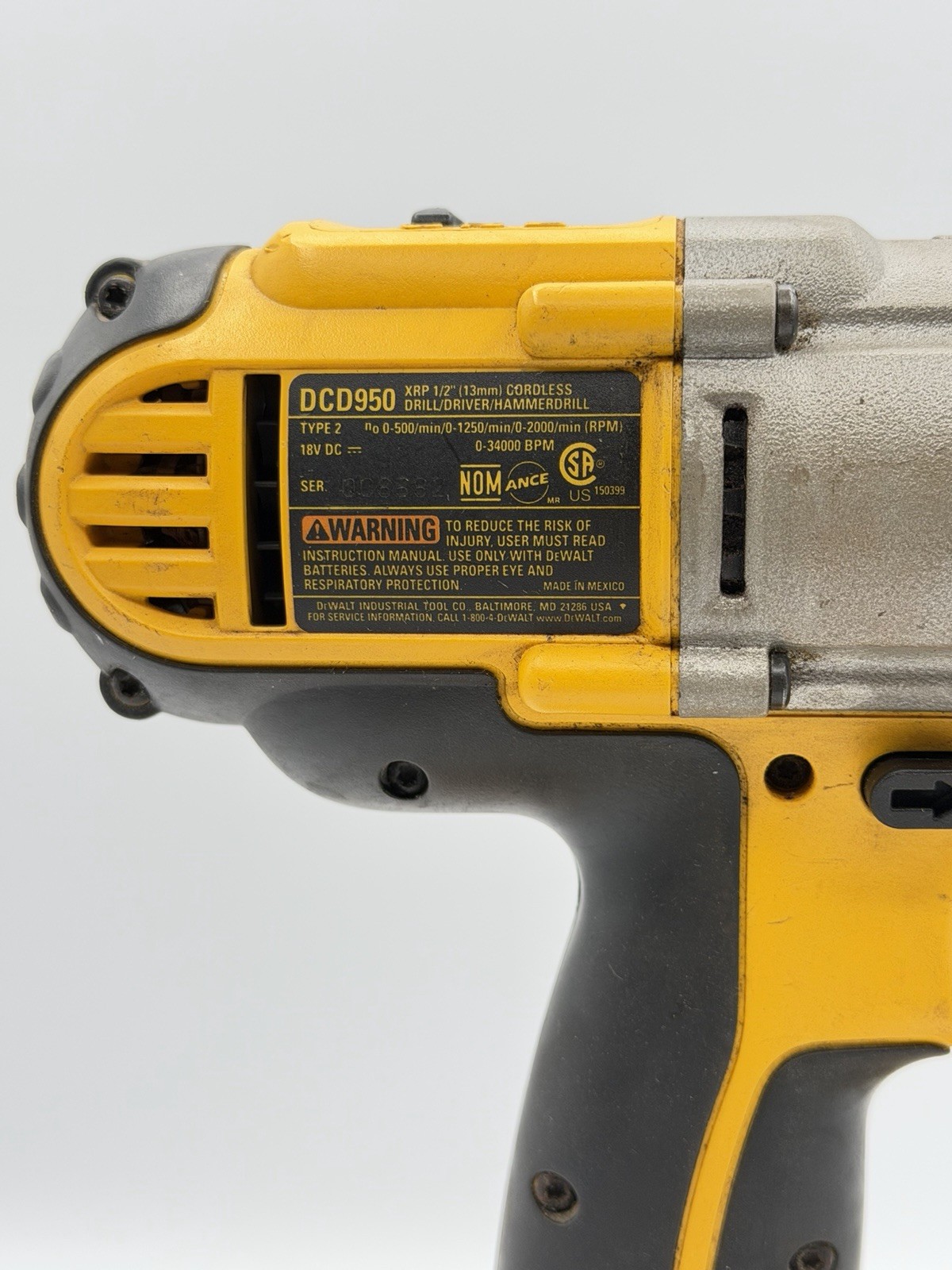 DEWALT DCD950 18V XRP 1/2&Prime; Hammer Drill Driver + 18v XRP Battery Working