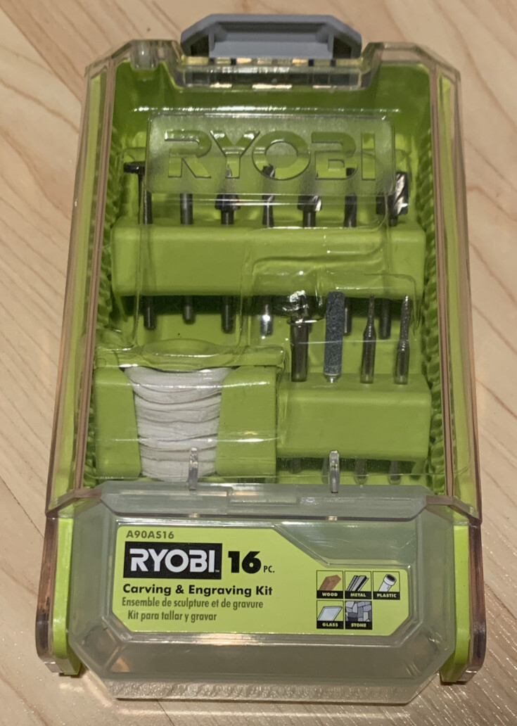 Ryobi 16 pc Rotary Tool Carving & Engraving Kit For Wood Metal Plastic Glass