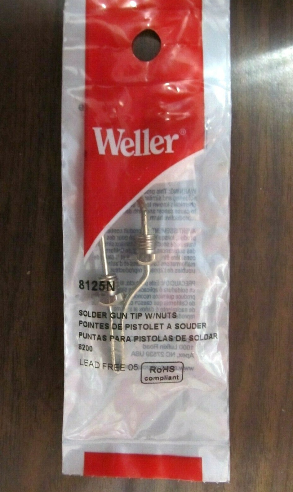 2 Weller Soldering tips with nuts # 8125N Lead Free soldering tip Model #8125N