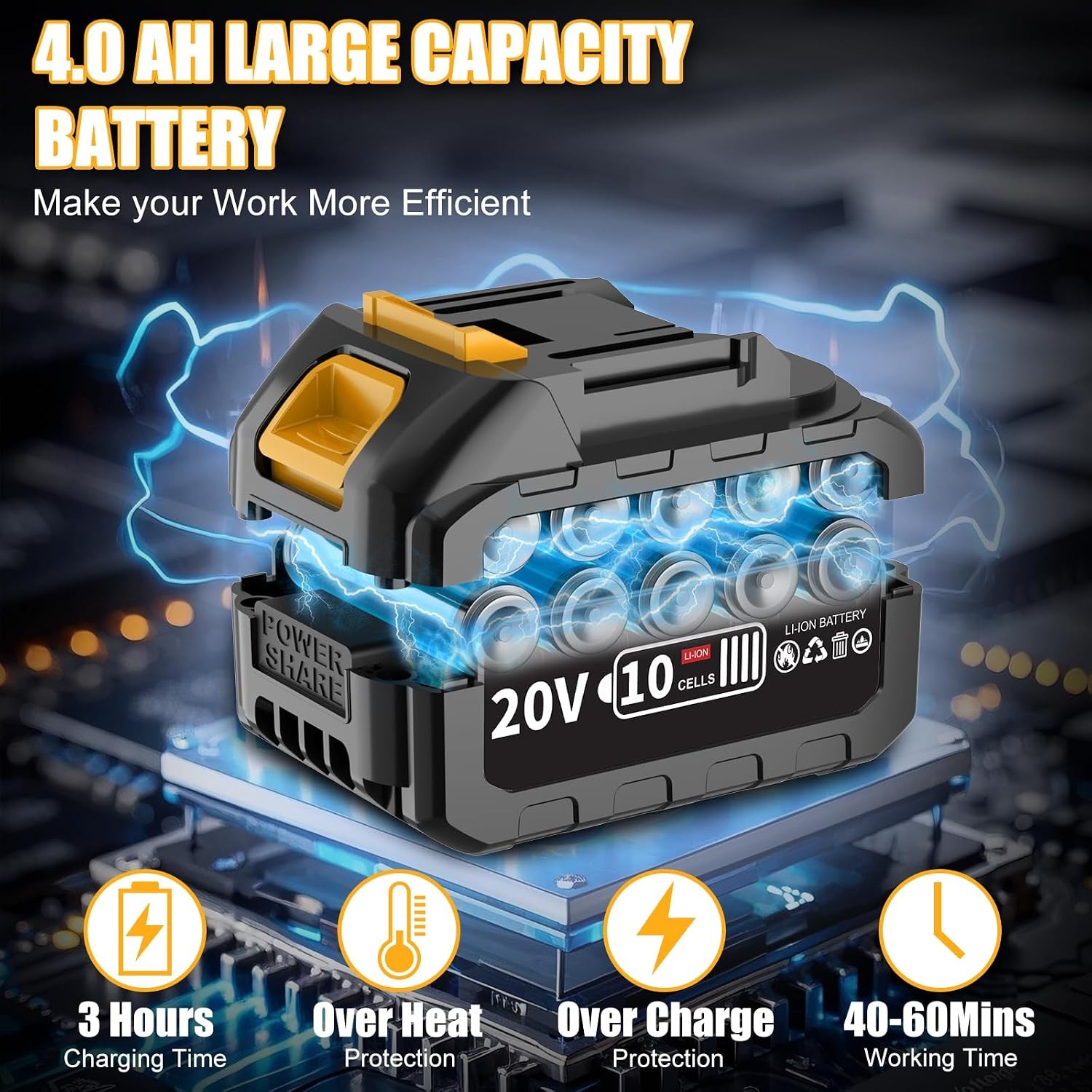 Cordless 0Ah Brushless 1/2 Impact Wrench 320ft-lbs 430Nm 1 Battery Yellow