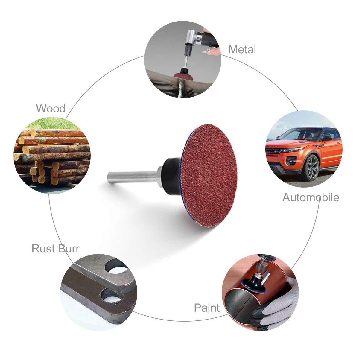 46PCS 2&Prime; Aluminum Oxide Roll Lock Die Grinder Sanding Discs Set 36 60 120 Grit