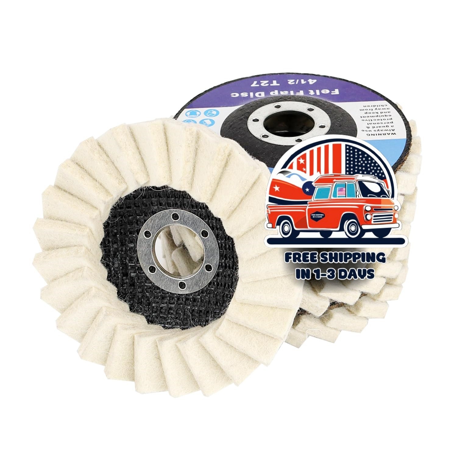 Disco abrasivo de láminas de fieltro de 4-1/2&Prime; x 7/8&Prime; con eje para pulir y pulir