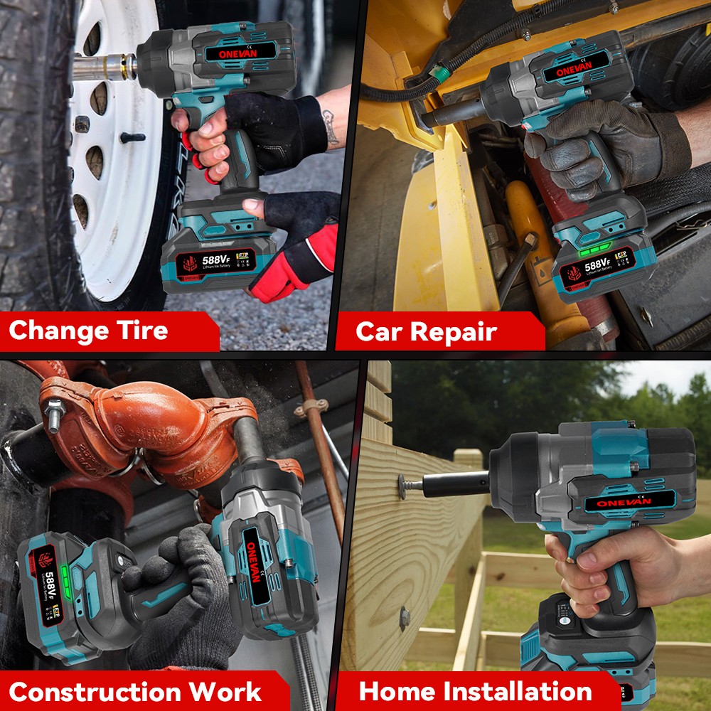2800Nm Cordless Impact Wrench 1/2 » Brushless High Power Driver 2 Batteries US