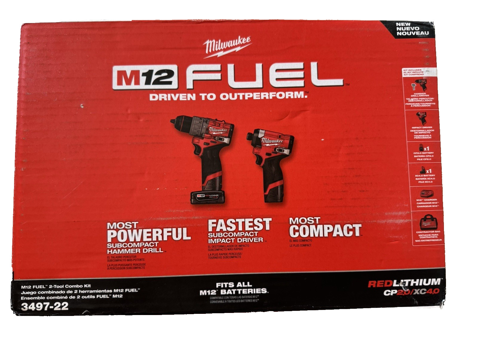 Milwaukee 3497-22 M12 FUEL 12V 2-Tool Combo Kit (Hammer Drill & Impact Driver)