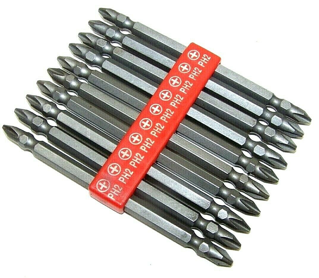 10pc 4-1/2&Prime; Double End Bit Set #2 Double End Phillips Precision Screwdriver Bits