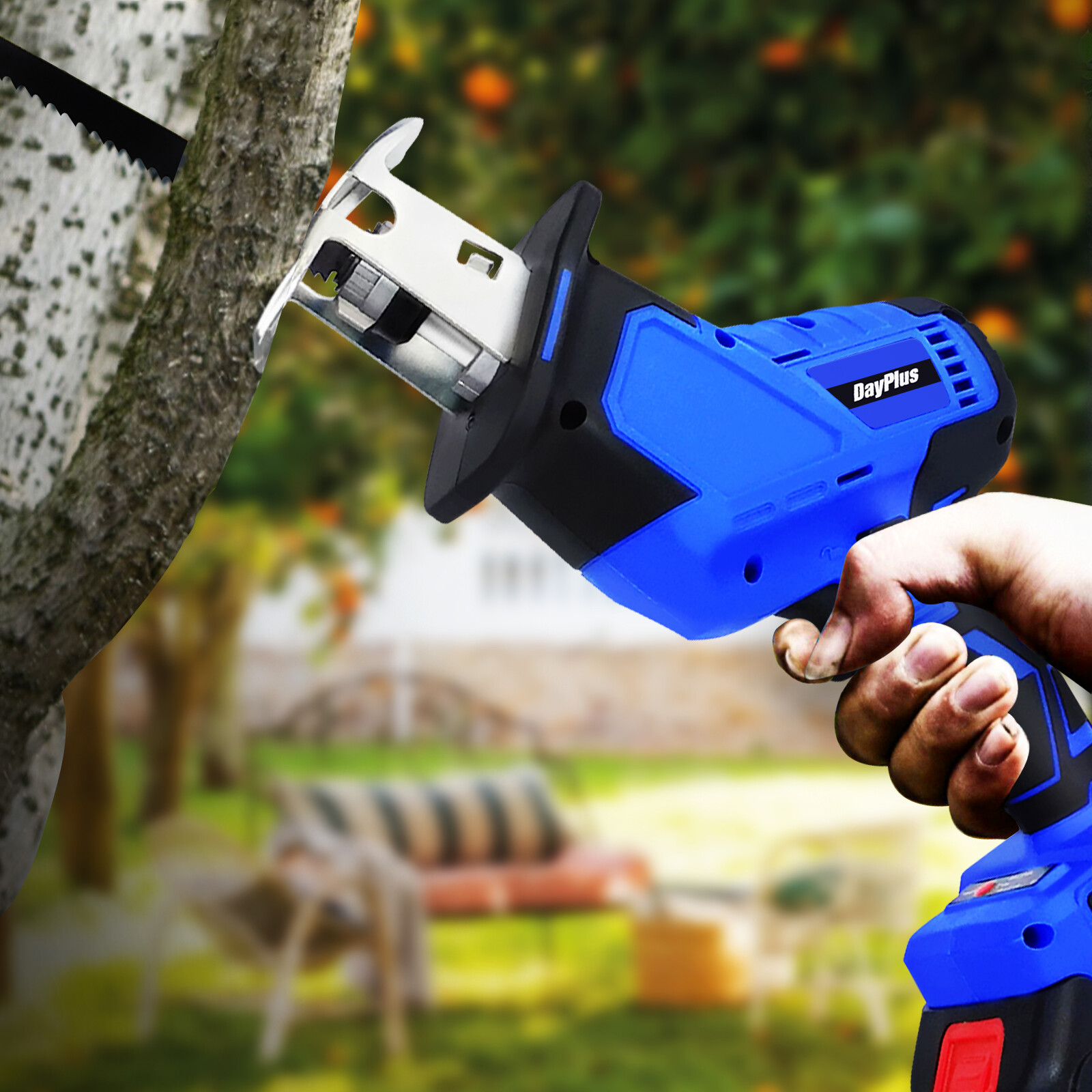 Cordless Compact Reciprocating Saw with Battery & Blades for Cutting Wood Metal