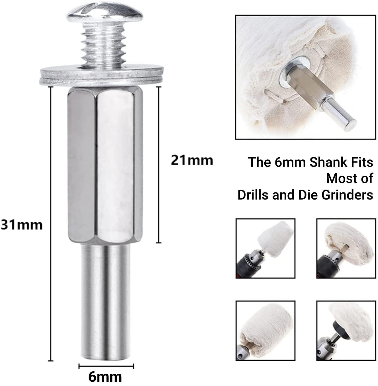 35PC Car Metal Aluminum Drill Polishing Pad Kit Die Grinder Cotton Buffing Wheel