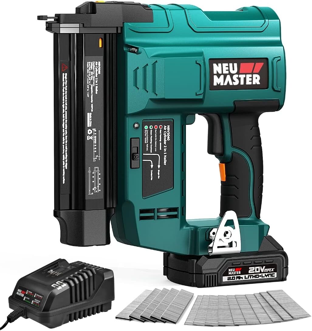 NEU MASTER–NAIL GUN-BATTERY POWERED–18 GUAGE 2 IN 1-BRAD STAPLER–CHARGER INCL