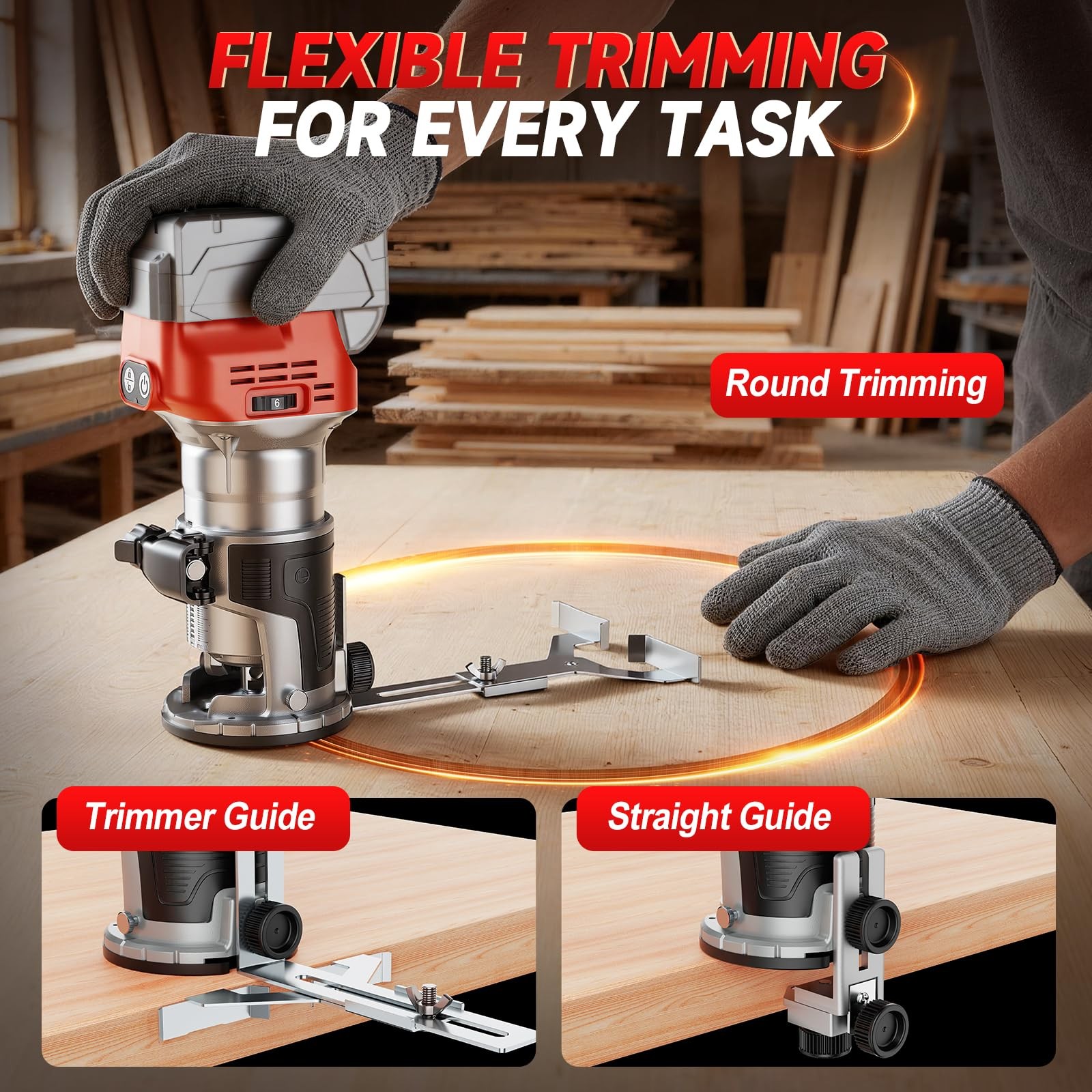 Cordless Router Tool compatible with Milwaukee 18V Battery, 800W 28000RPM Bru…