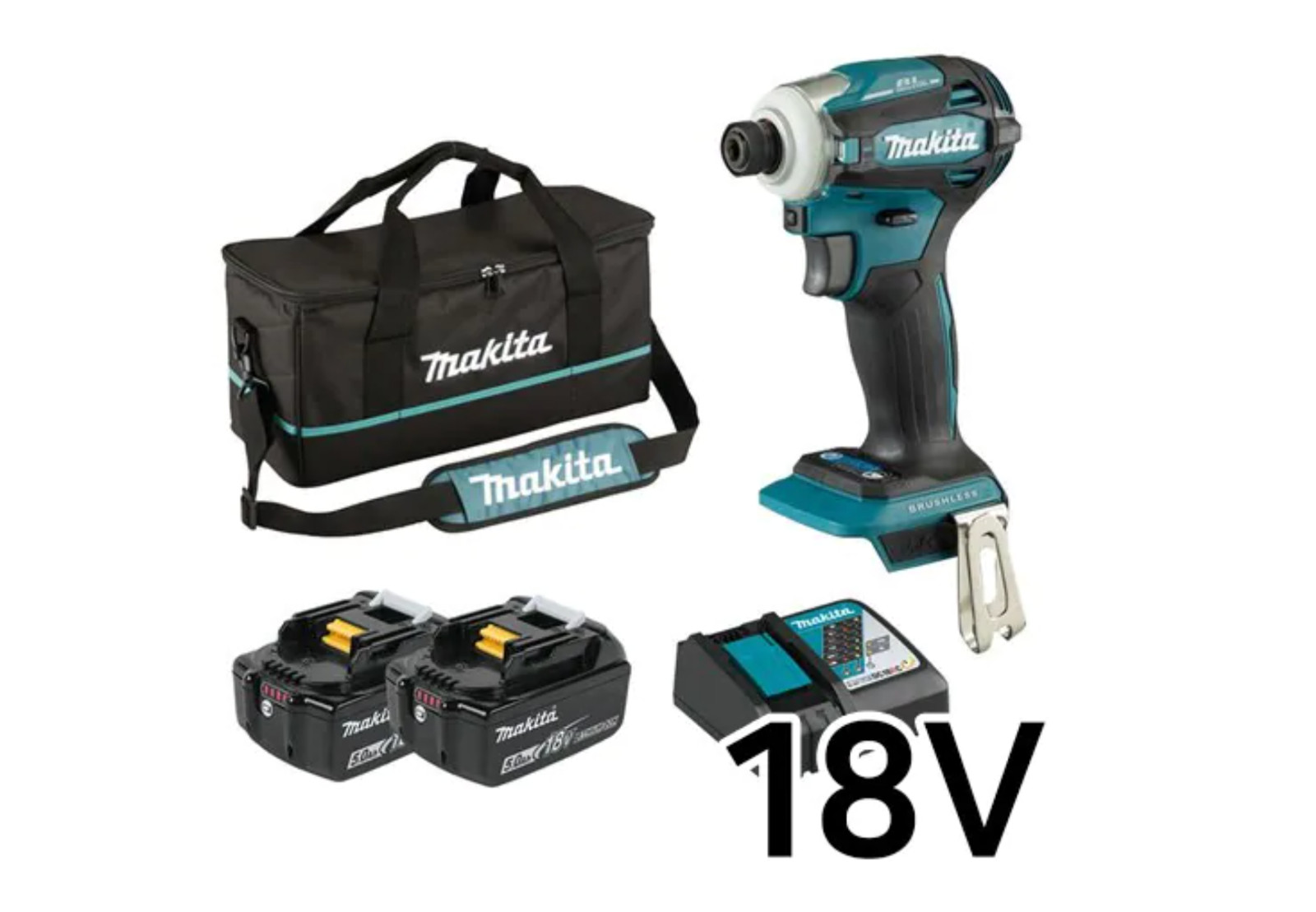 Makita DTD172 2×5.0Ah BL 18V Sleeve 3600RPm 3800Ipm 180Nm 3lb UPS# Charger_220V