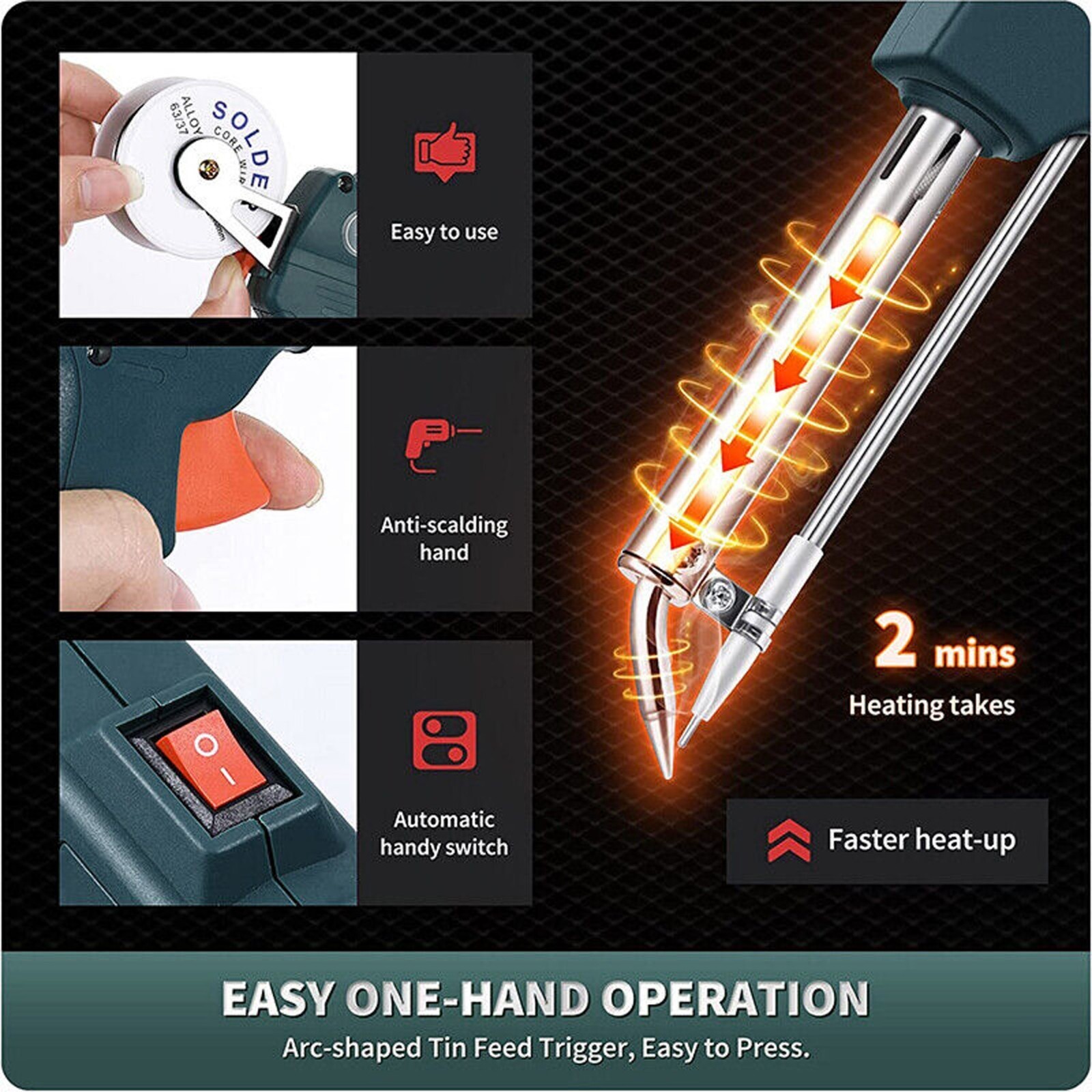 New 60W Solder Gun Kit Auto Soldering Feed Hand-Held Welding Iron Power Tool Kit